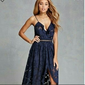 Forever 21 small navy romper maxi dress
